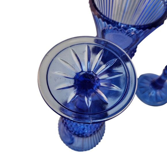Vtg 1976 Avon Fostoria Cobalt Blue George Martha Washington 4 Glass Wine Goblets - Picture 9 of 11